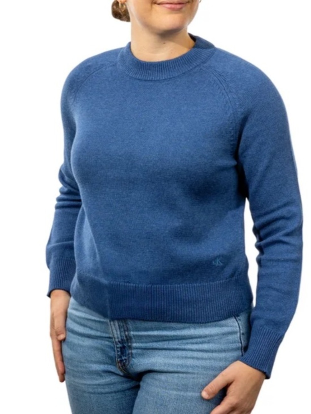 Calvin Klein Classic Crewneck Women's Knit Sweater in Blue Size Small NWOT